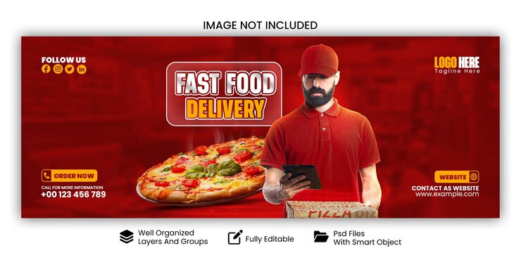 PSD diseño de pancartas para la entrega de alimentos