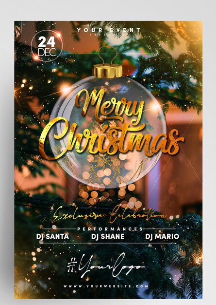 PSD el diseño del panfleto de la fiesta de navidad de instagram