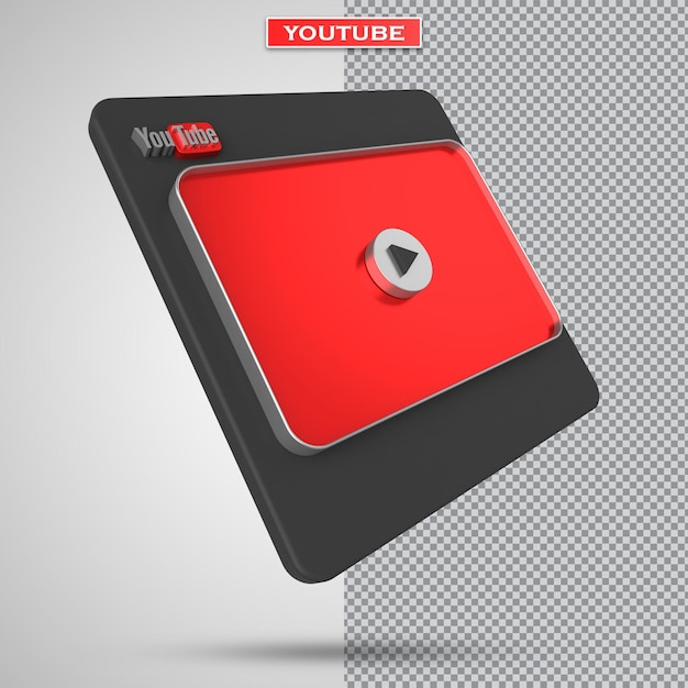 Diseño de pantalla 3d del reproductor de video de Youtube o interfaz de reproductor de medios de video
