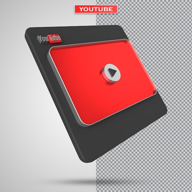 Diseño de pantalla 3d del reproductor de video de Youtube o interfaz de reproductor de medios de video