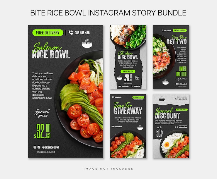PSD diseño de paquetes de colecciones de menús de restaurantes de psd para redes sociales e instagram