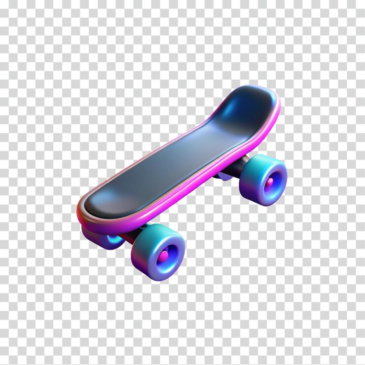 PSD diseño de patineta vibrante renderizado en 3d de un crucero colorido