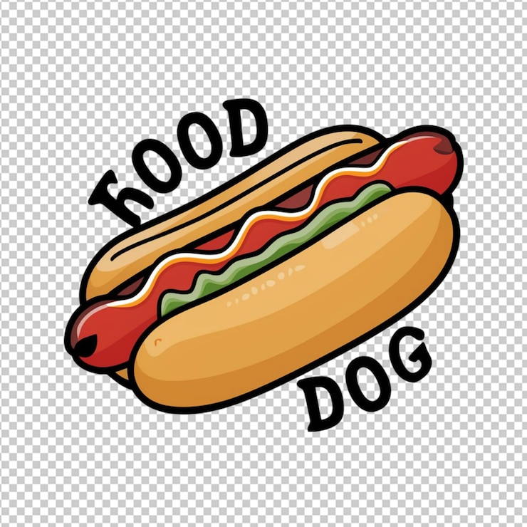PSD diseño de pegatina de comida rápida con perrito caliente aislado sobre un fondo transparente