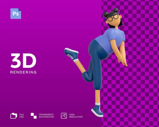 Diseño de personaje de niña bailando