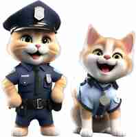 PSD el diseño de personajes de cute police kitten aigenerated