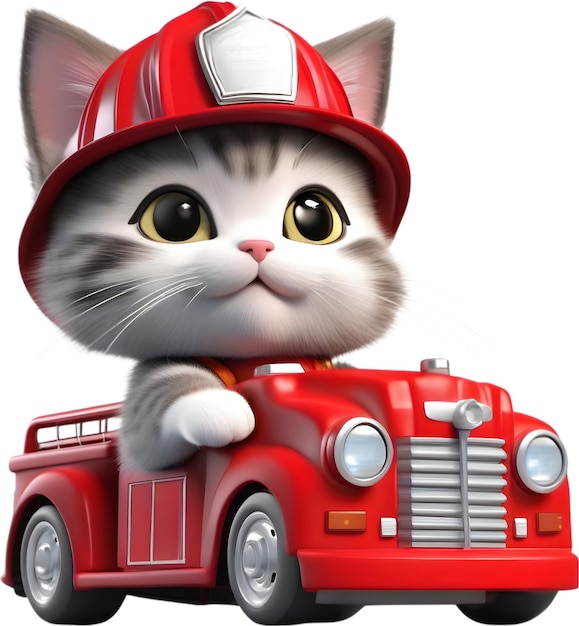 PSD el diseño de personajes de gatitos de bomberos aigenerated