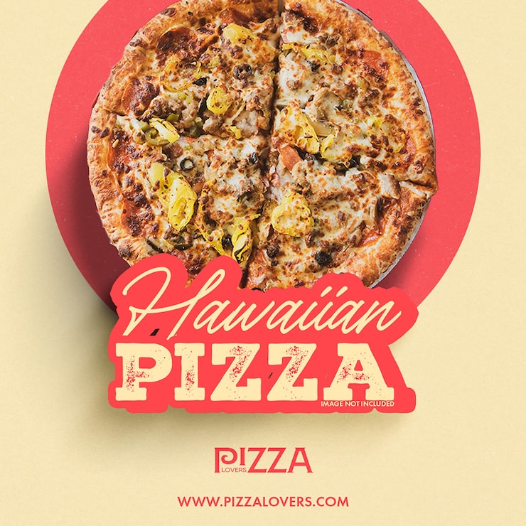 PSD diseño de pizza hawaiana para redes sociales y plantilla de publicación de instagram