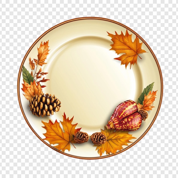 El diseño de la placa de otoño cae hojas de pino conos calabaza