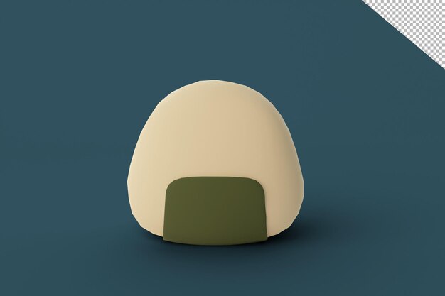Diseño plano 3D de un pequeño onigiri el fondo del diseño es transparente