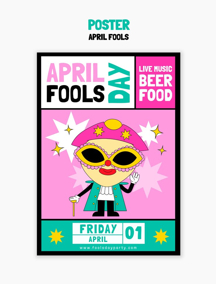 PSD diseño plano cartel de celebración del primer de abril