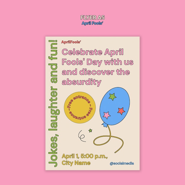 Diseño plano cartel de celebración del primer de abril