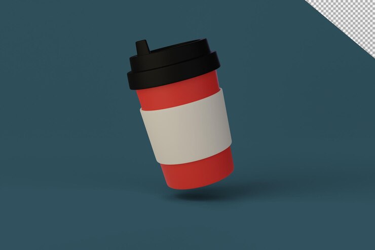 diseño plano de copa de plástico rotación 3D inclinada hacia la izquierda