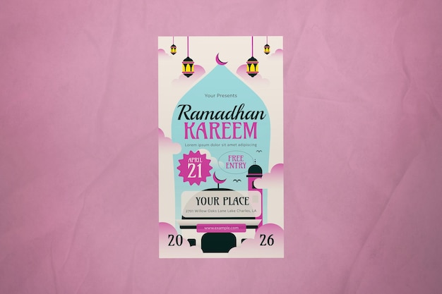 PSD diseño plano crema ramadan kareem instagram story