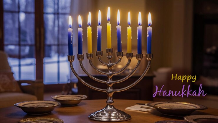 PSD diseño plano de fondo de hanukkah
