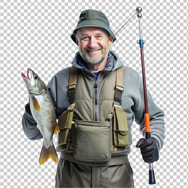 PSD diseño plano hombre silhueta de pesca