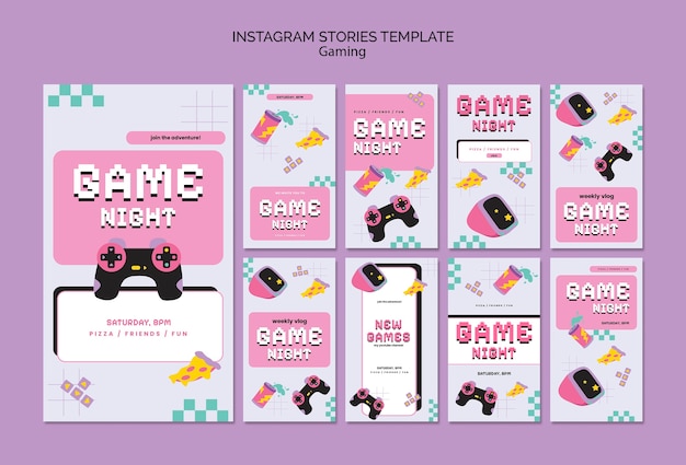 Diseño plano de juegos historias de instagram