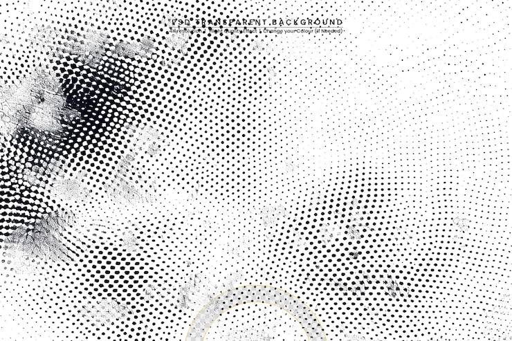 PSD diseño plano de medio tono blanco y negro en fondo transparente