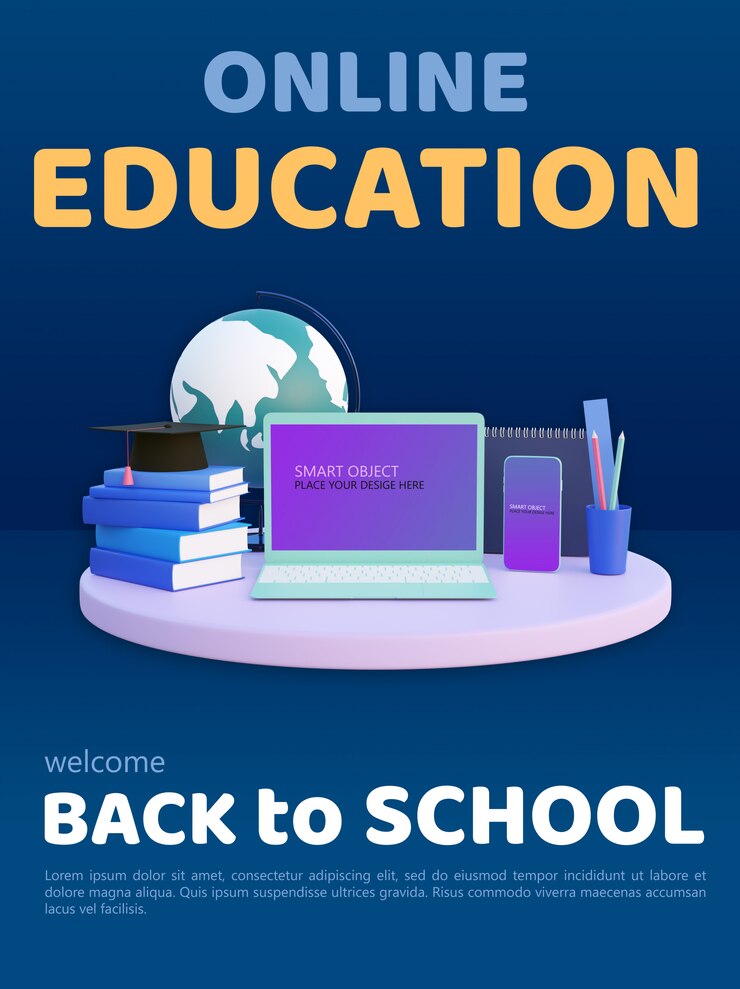 PSD diseño plano moderno de educación en línea