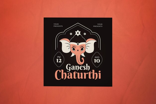 Diseño plano negro ganesh chaturthi publicación de instagram