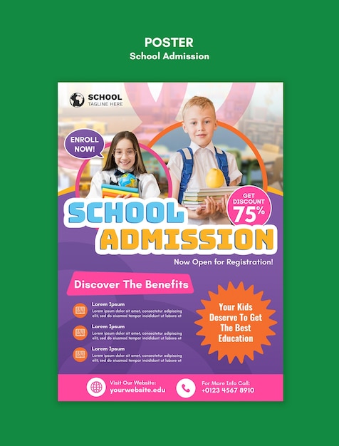 Diseño de plantilla de admisión escolar.