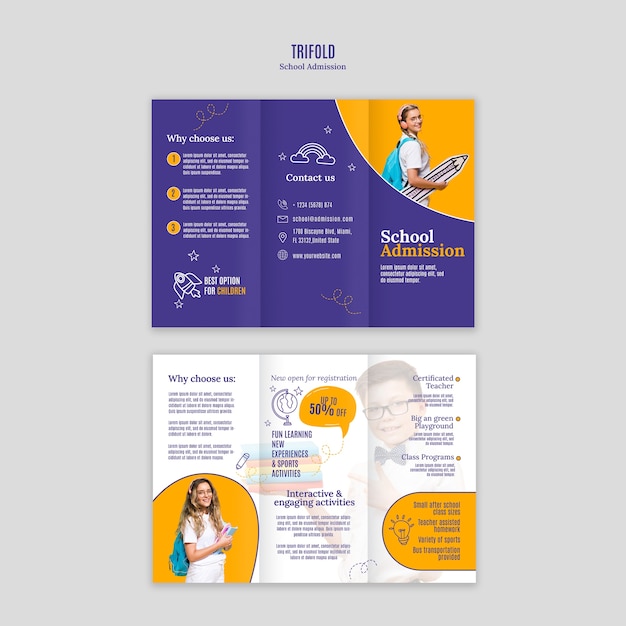 Diseño de plantilla de admisión escolar.