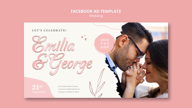 PSD diseño de plantilla de anuncio de facebook de boda