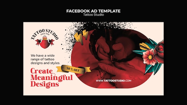 PSD diseño de plantilla de anuncio de facebook de tatuaje