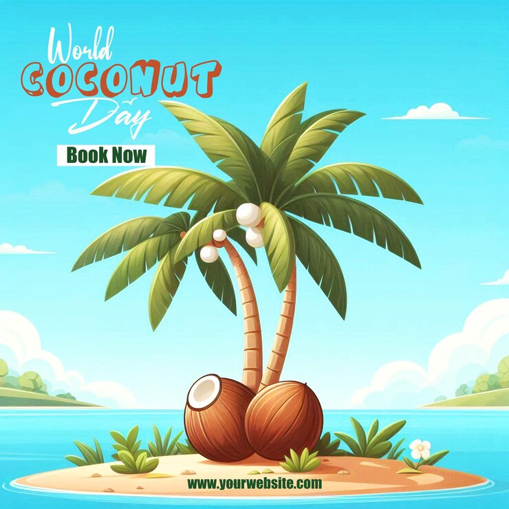 Diseño de la plantilla de la bandera de fondo del Día Mundial del Coco