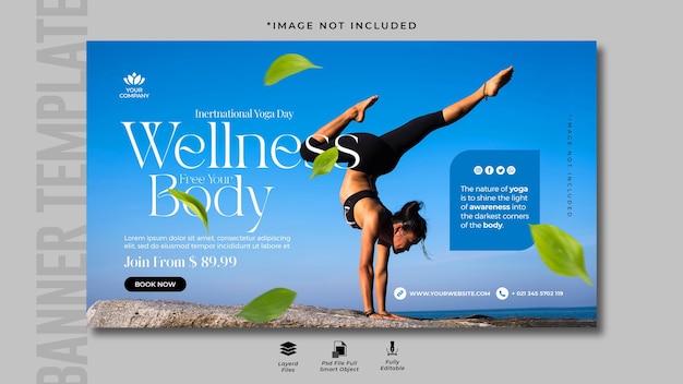 Diseño de plantilla de banner de concepto de yoga