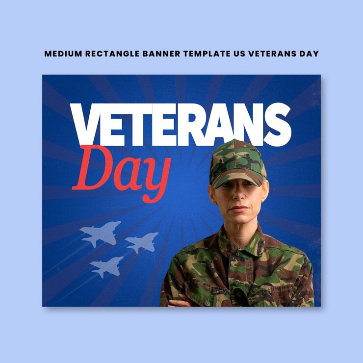 PSD diseño de plantilla de banner medio para el día de los veteranos
