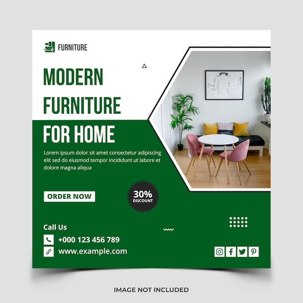 PSD diseño de plantilla de banner de publicación de instagram y redes sociales de venta de muebles
