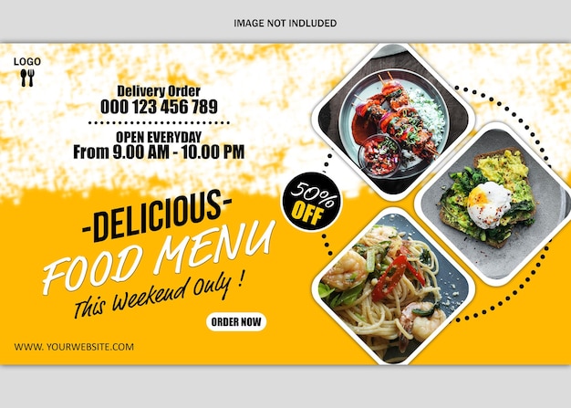 Diseño de plantilla de banner de publicación de redes sociales de menú de comida