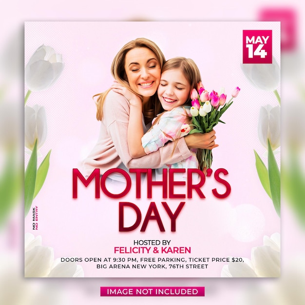 PSD diseño de plantilla de banner de redes sociales de feliz día de la madre