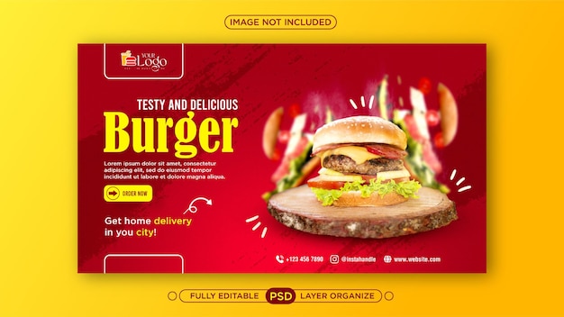 Diseño de plantilla de banner de restaurante de comida rápida burger