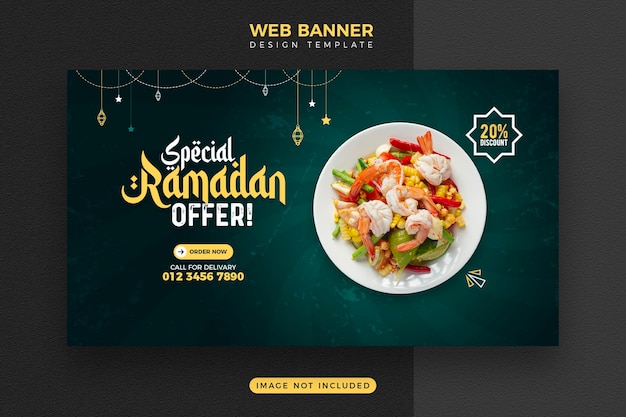 Diseño de plantilla de banner de web de comida de ramadán