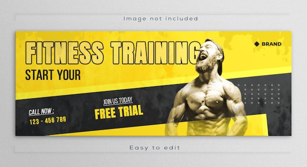 Diseño de plantilla de banner web de encabezado de portada de facebook de entrenamiento de gimnasio de fitness