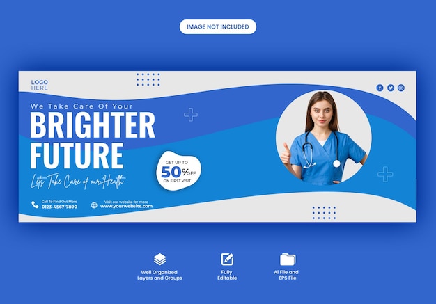 PSD diseño de plantilla de banner web de portada de facebook de atención médica y médica