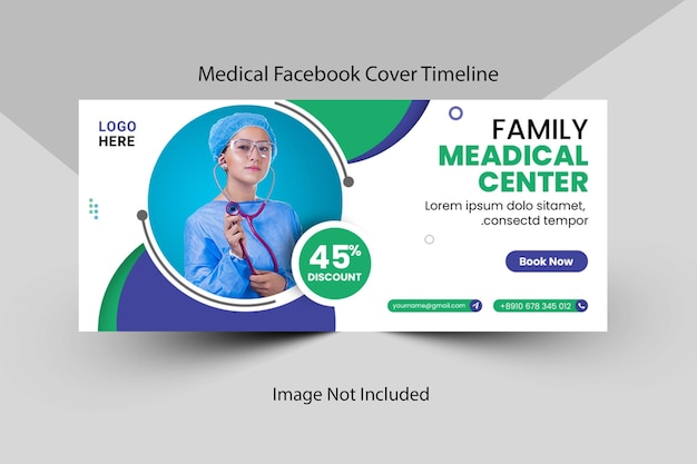 Diseño de plantilla de banner web y portada de línea de tiempo de facebook de atención médica