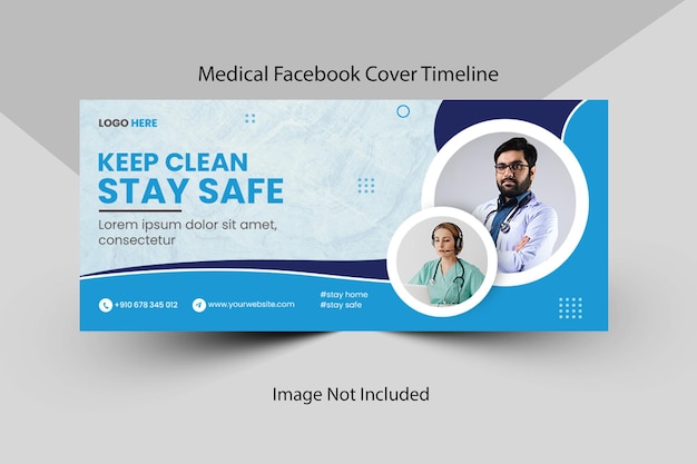 Diseño de plantilla de banner web y portada de línea de tiempo de facebook de atención médica