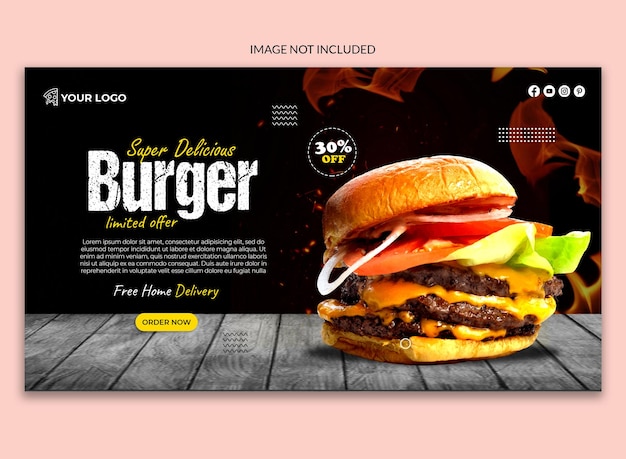 PSD diseño de plantilla de boda de redes sociales de hamburguesa deliciosa