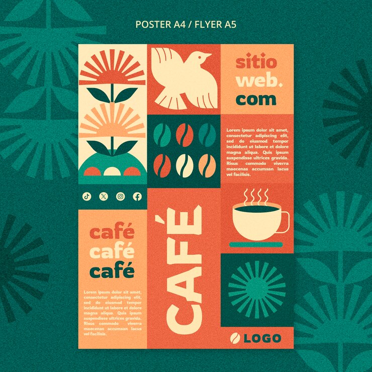 PSD diseño de plantilla de cafetería