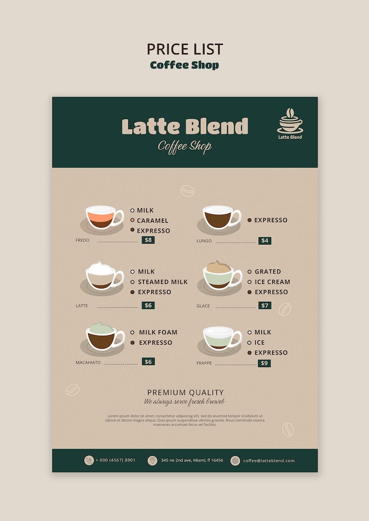 PSD diseño de plantilla de cafetería