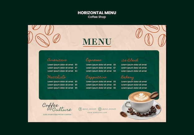 Diseño de plantilla de cafetería