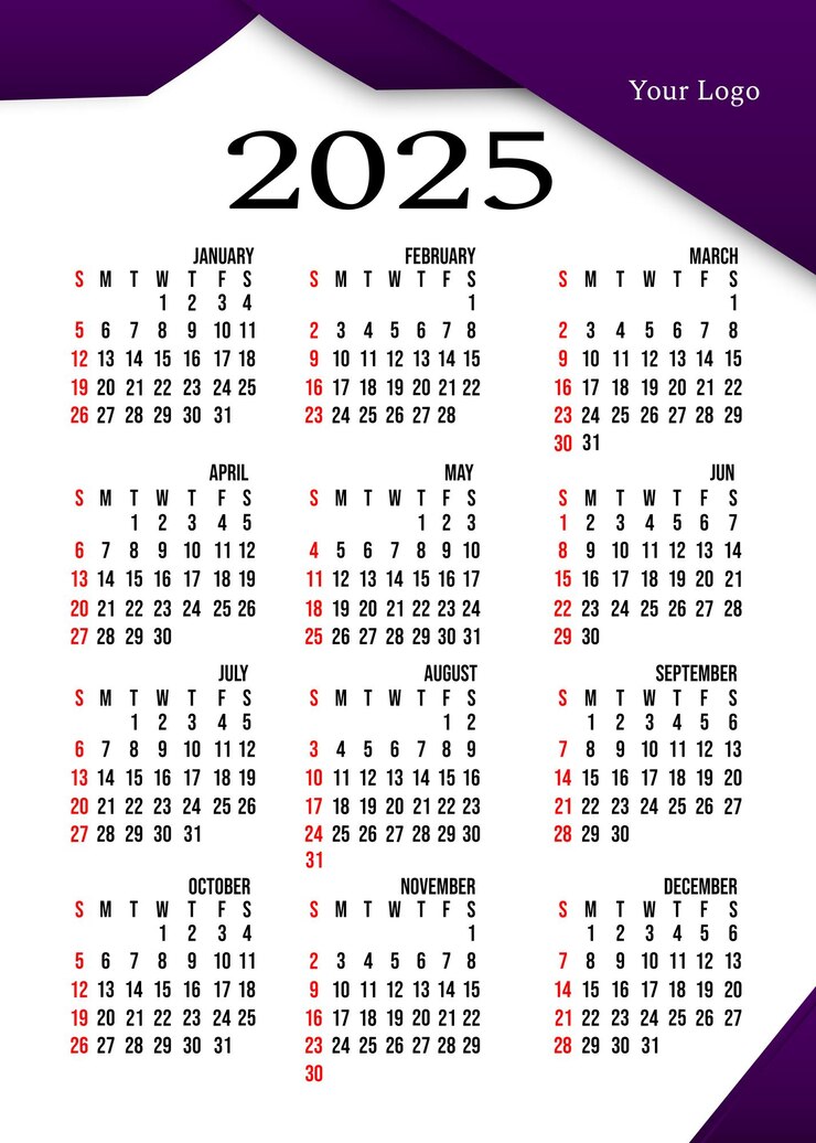 diseño de plantilla de calendario 2025