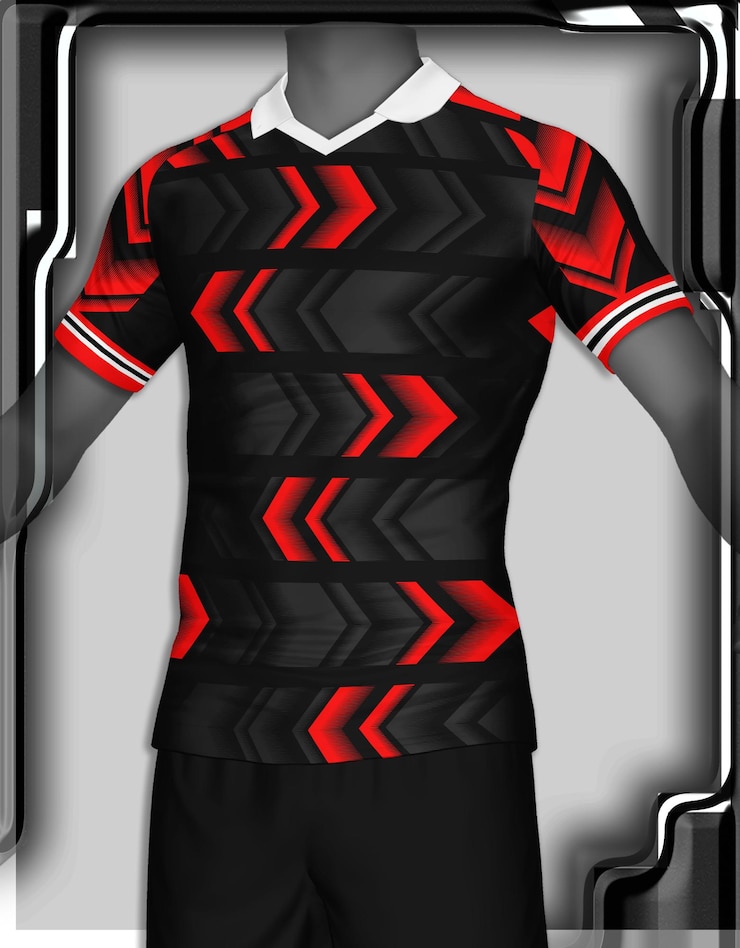 PSD diseño de plantilla de camiseta deportiva de jersey para fútbol baloncesto deportivo uniforme de carrera en vista frontal