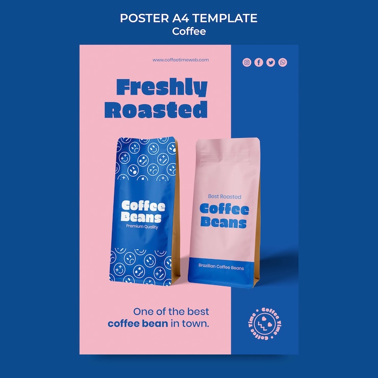 PSD diseño de plantilla de cartel de café realista