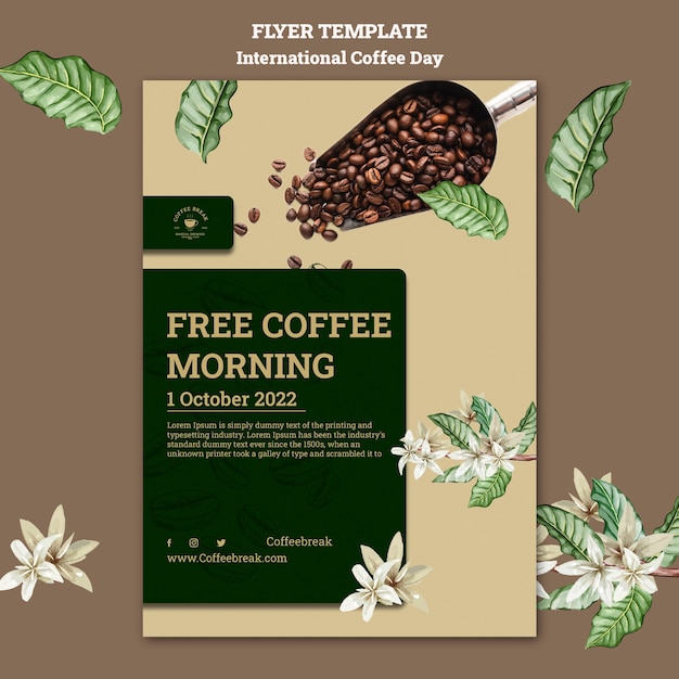 PSD diseño de plantilla del día internacional del café.