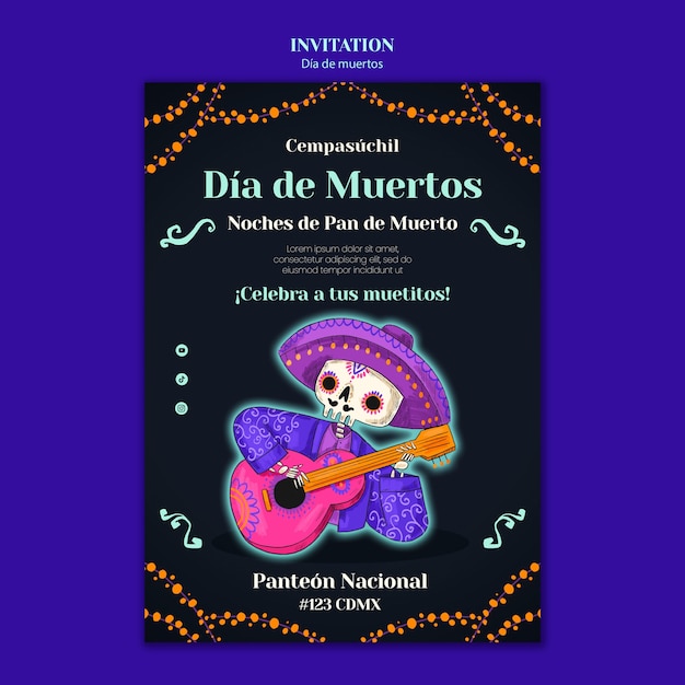 PSD diseño de plantilla de día de muertos.