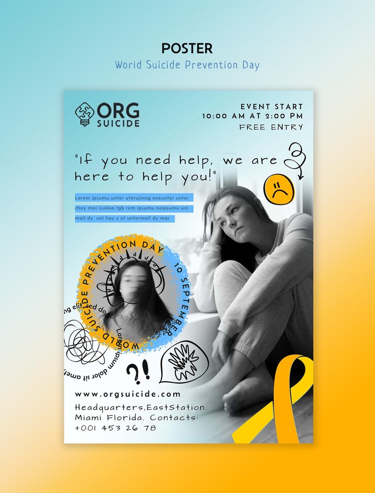 PSD diseño de plantilla para el día mundial de prevención del suicidio