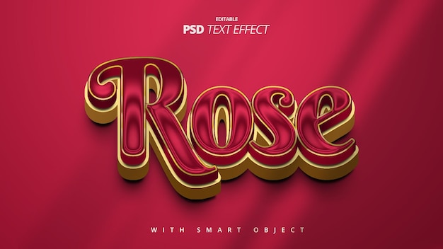 PSD diseño de plantilla editable de efecto de texto 3d de oro rojo rosa